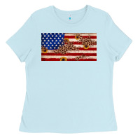 Baby Blue American flag leopard sunflower Ladies Tee - JahusDesignShop