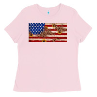 Bubblegum Pink American flag leopard sunflower Ladies Tee - JahusDesignShop