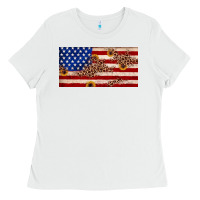 White American flag leopard sunflower Ladies Tee - JahusDesignShop