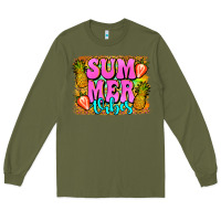 Army Green summer vibes leopard background Long Sleeve Tee - Jasminsmagicworld