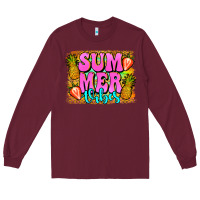 Burgundy summer vibes leopard background Long Sleeve Tee - Jasminsmagicworld