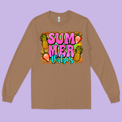 Summer Vibes Leopard Background Long Sleeve Tee Designed By Jasminsmagicworld
