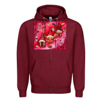 Burgundy gnomies with food Zipper Hoodie - NancyCooperArtShop