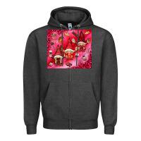 Charcoal Heather gnomies with food Zipper Hoodie - NancyCooperArtShop