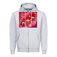 Heather Grey gnomies with food Zipper Hoodie - NancyCooperArtShop
