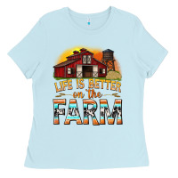 Baby Blue life is better on the farm with barn Ladies Tee - texasbilliewilder
