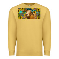 Antique Gold Goat with sunflowers and leopard Premium Sweatshirt - RanaPortraitStore