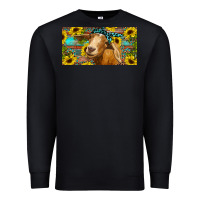 Black Goat with sunflowers and leopard Premium Sweatshirt - RanaPortraitStore