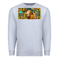 Heather Grey Goat with sunflowers and leopard Premium Sweatshirt - RanaPortraitStore