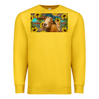 Lemon Goat with sunflowers and leopard Premium Sweatshirt - RanaPortraitStore