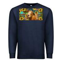 Navy Goat with sunflowers and leopard Premium Sweatshirt - RanaPortraitStore