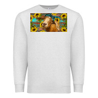 Oatmeal Heather Goat with sunflowers and leopard Premium Sweatshirt - RanaPortraitStore
