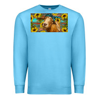 Ocean Blue Goat with sunflowers and leopard Premium Sweatshirt - RanaPortraitStore