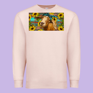 Goat With Sunflowers And Leopard Premium Sweatshirt Designed By Ranaportraitstore