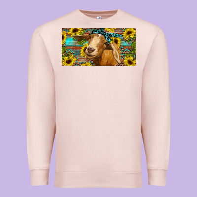 Goat With Sunflowers And Leopard Premium Sweatshirt Designed By Ranaportraitstore