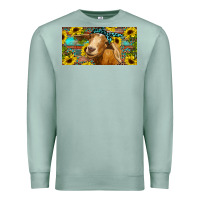 Seafoam Goat with sunflowers and leopard Premium Sweatshirt - RanaPortraitStore