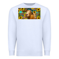 White Goat with sunflowers and leopard Premium Sweatshirt - RanaPortraitStore