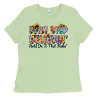 Matcha don't stop believin' hold on to that feeling Ladies Tee - Zillion Design Studio