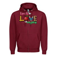 Burgundy teach love inspire Zipper Hoodie - NancyCooperArtShop