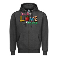 Charcoal Heather teach love inspire Zipper Hoodie - NancyCooperArtShop