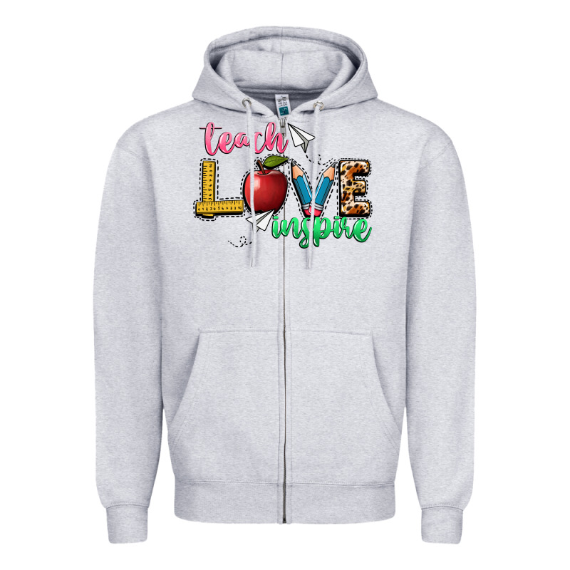 Teach Love Inspire Zipper Hoodie by NancyCooperArtShop | Teevron