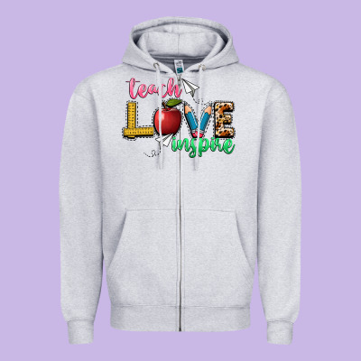 Teach Love Inspire Zipper Hoodie Designed By Nancycooperartshop