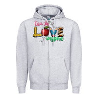 Heather Grey teach love inspire Zipper Hoodie - NancyCooperArtShop