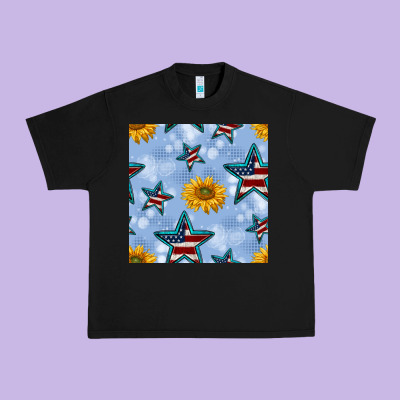 Patriotic Stars And Sunflower Urban Heavy Tee Designed By Bundleandbundleshop