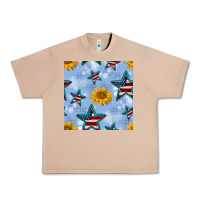 Burro patriotic stars and sunflower Urban Heavy Tee - BundleAndBundleShop