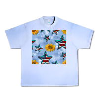 Grape Ice patriotic stars and sunflower Urban Heavy Tee - BundleAndBundleShop
