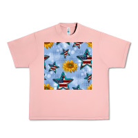 Salmon patriotic stars and sunflower Urban Heavy Tee - BundleAndBundleShop