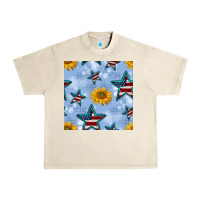 Sandshell patriotic stars and sunflower Urban Heavy Tee - BundleAndBundleShop