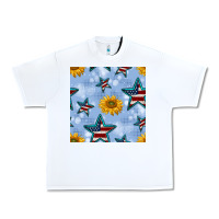 White patriotic stars and sunflower Urban Heavy Tee - BundleAndBundleShop