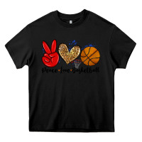 Black peace love basketball Heavy Core Tee - Zillion Design Studio