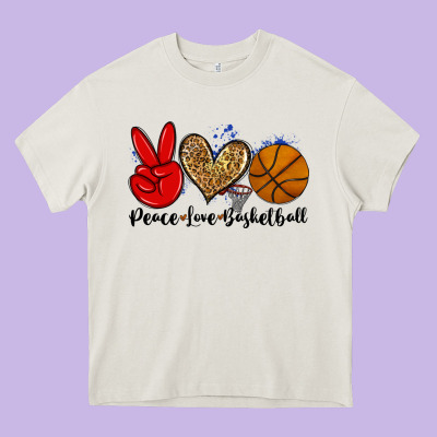 Peace Love Basketball Heavy Core Tee Designed By Zillion Design Studio