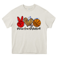Cream peace love basketball Heavy Core Tee - Zillion Design Studio