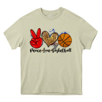 Mossy peace love basketball Heavy Core Tee - Zillion Design Studio