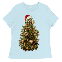 Baby Blue Skeleton merry christmas tree Ladies Tee - RanaPortraitStore