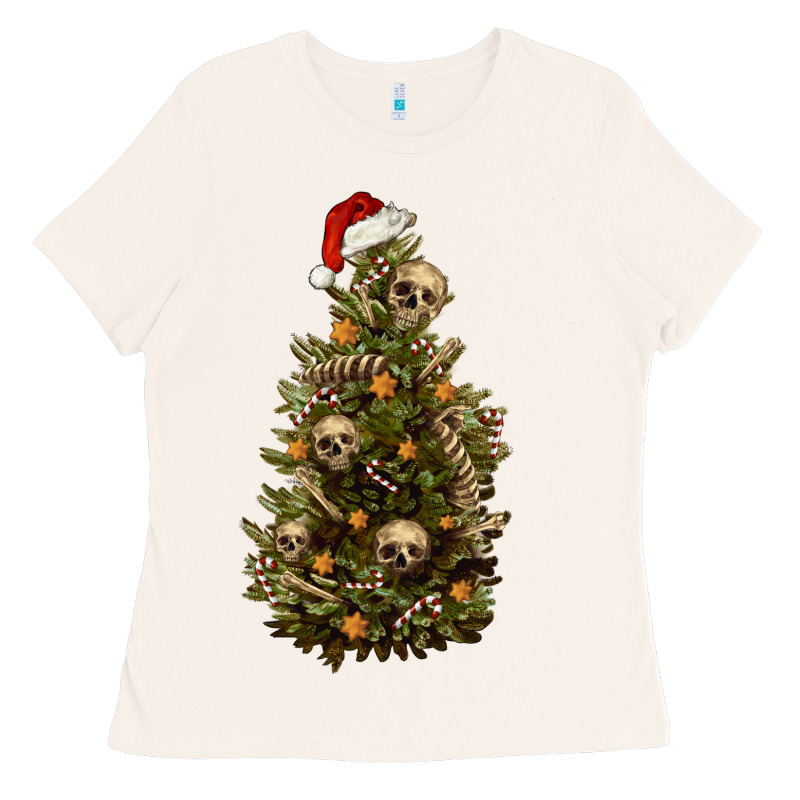 Skeleton Merry Christmas Tree Ladies Tee by RanaPortraitStore | Teevron