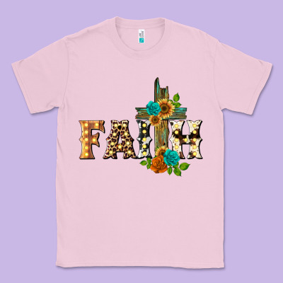 Faith With Cross Classic Tee Designed By Barkaloodesign