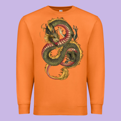 Green And Yellow Dragon Premium Sweatshirt Designed By Ranaportraitstore