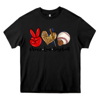 Black peace love baseball Heavy Core Tee - Zillion Design Studio