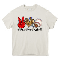 Cream peace love baseball Heavy Core Tee - Zillion Design Studio