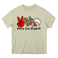 Mossy peace love baseball Heavy Core Tee - Zillion Design Studio