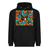 Black autumn pumpkins holstein cow Heavyweight Hoodie - Jasminsmagicworld