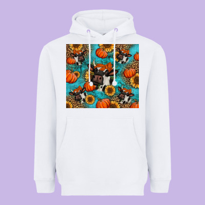 Autumn Pumpkins Holstein Cow Heavyweight Hoodie Designed By Jasminsmagicworld