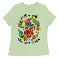 Matcha just a girl who loves chicken with sunflowers and gemstone Ladies Tee - texasbilliewilder