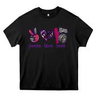 Black peace love race Heavy Core Tee - texasbilliewilder