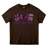 Chocolate Brown peace love race Heavy Core Tee - texasbilliewilder