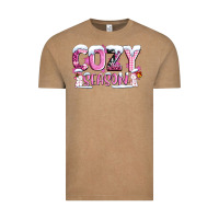 Vintage Coffee pink cozy season with snowman ado Vintage Tee - AdoDesignShop
